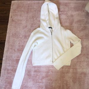 Brandy Melville White Zip-up Sweatshirt